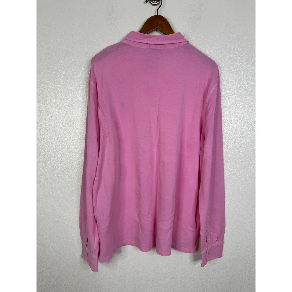 Polo Ralph Lauren Mens XL Pink Featherweight Mesh Long Sleeve Polo Shirt RN41381